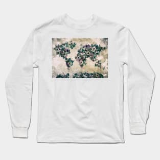 world map floral Long Sleeve T-Shirt